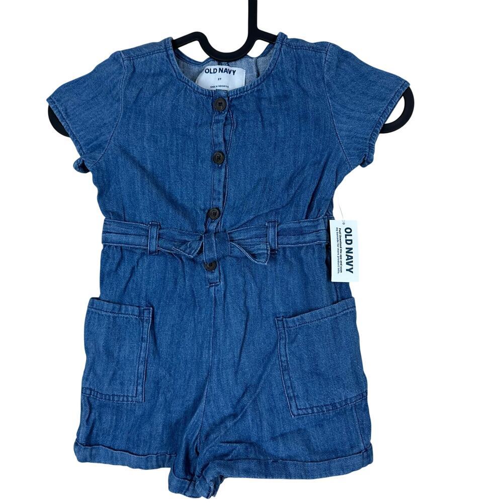Old Navy‎ Baby Chambray Romper 2T NWT Denim Blue Snap Crotch Summer Resortwear
